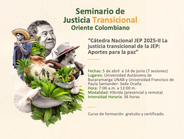 UNAB realizará seminario sobre justicia transicional certificado por la JEP